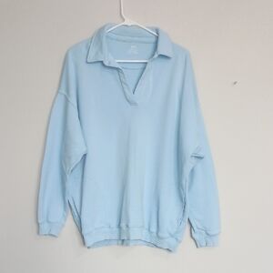 Aerie Soft Blue Collared Top